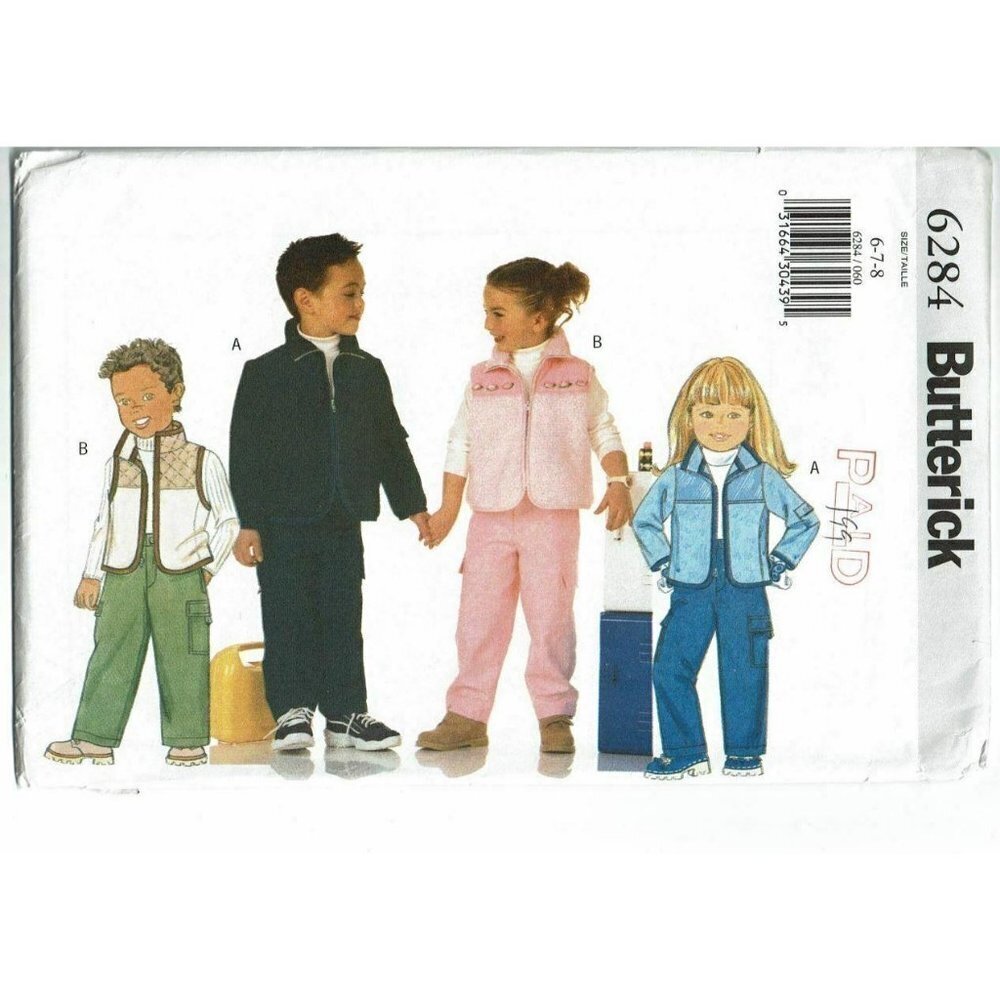 Butterick Sewing‎ Pattern 6284 Childs Jacket Vest Pants Size 6-8